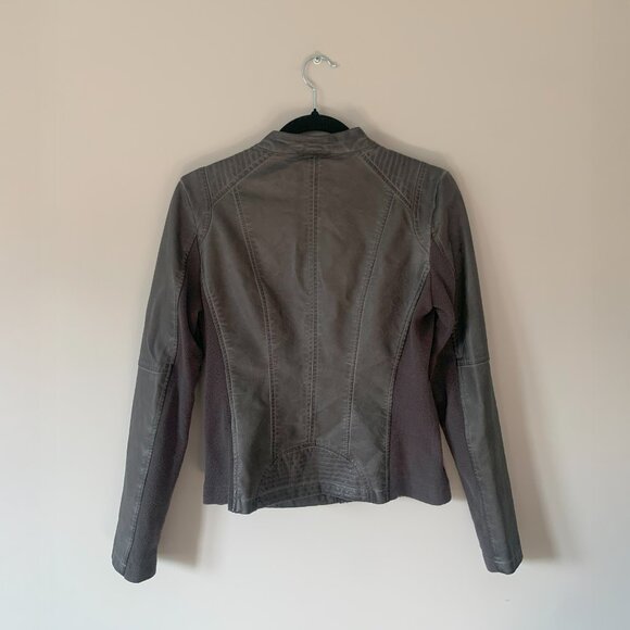Dark Gray 2-Zip Cafe Racer Cropped Jacket - Picture 2 of 5